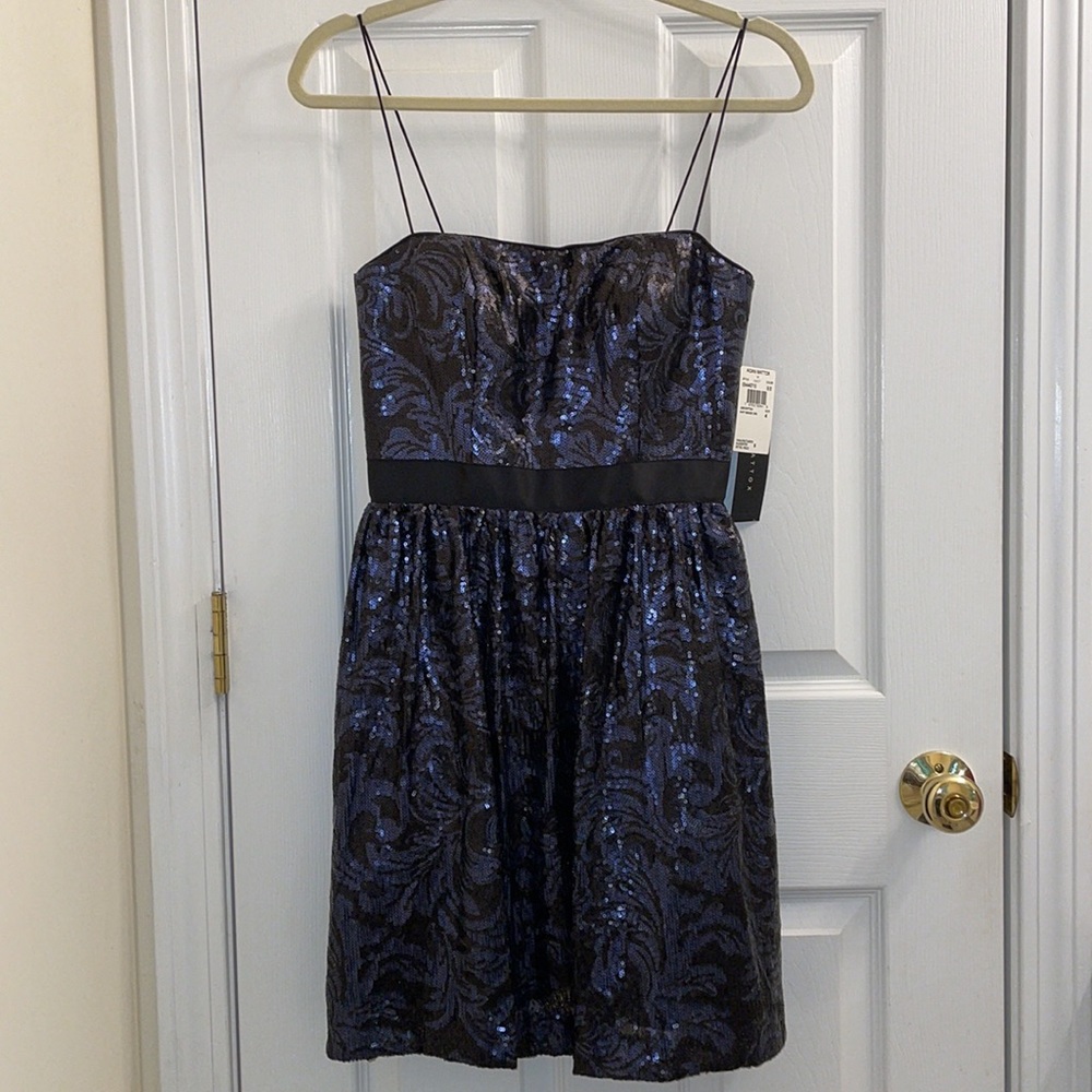 Aidan Mattox Black Fit & Flare Mini Dress Women’s Size 4 black sequin